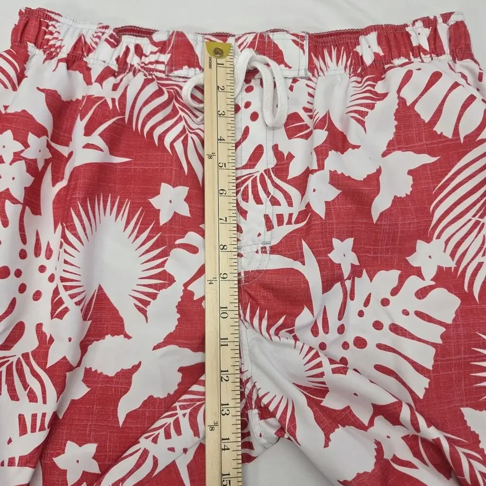 Newport Blue Swim Trunks Mens XL Red White Tropical Floral Beach Shorts Lined